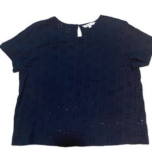 Navy Blue Short Sleeve Top